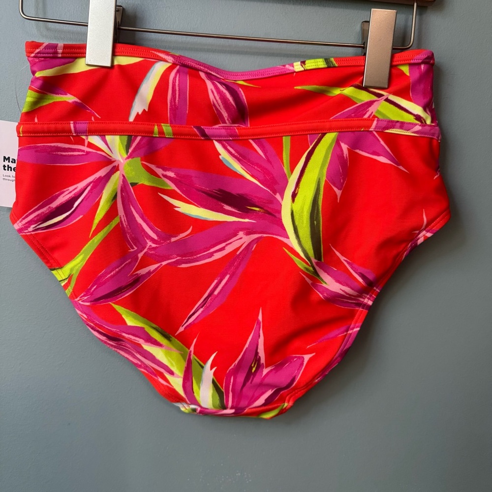 Old Navy Banded High Waist Tropical Orange Red Swim Bottoms. NWT. Women’s Med - Picture 9 of 13
